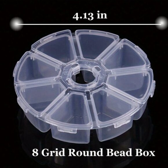 Round Bead Organizer Box, 8 Compartments - Perfect for Jewelry, Beads, Pills - Picture 1 of 4